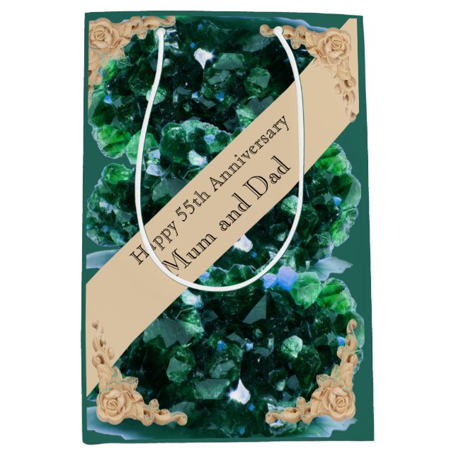 Bolsa De Regalo Mediana Esmeralda del 55° aniversario Boda (Anverso)