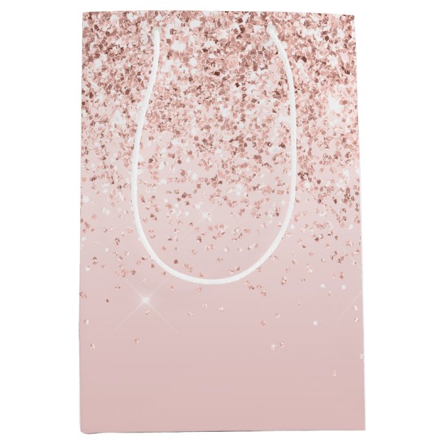 Bolsa De Regalo Mediana Esparkle Purpurina Rubor Pink Ombre Glitzy       (Anverso)