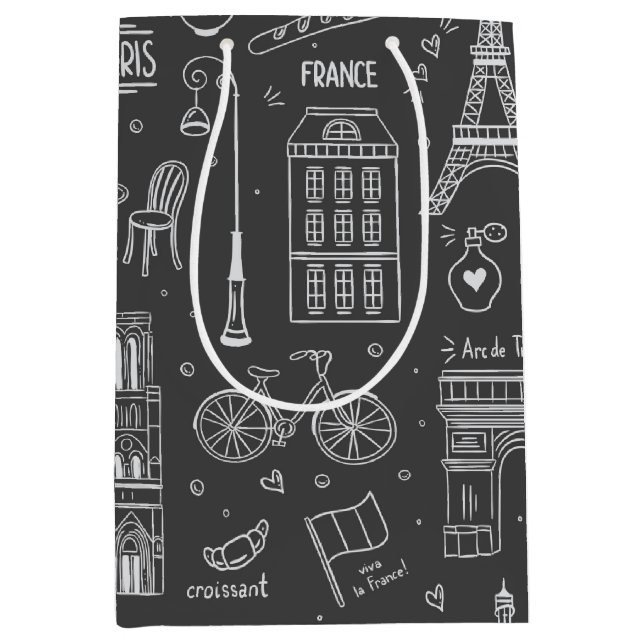 Bolsa De Regalo Mediana Espectacular patrón de dibujos animados de París (Anverso)