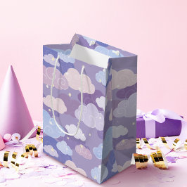 Bolsa De Regalo Mediana Espectacular patrón de nubes pasteles y estrellas