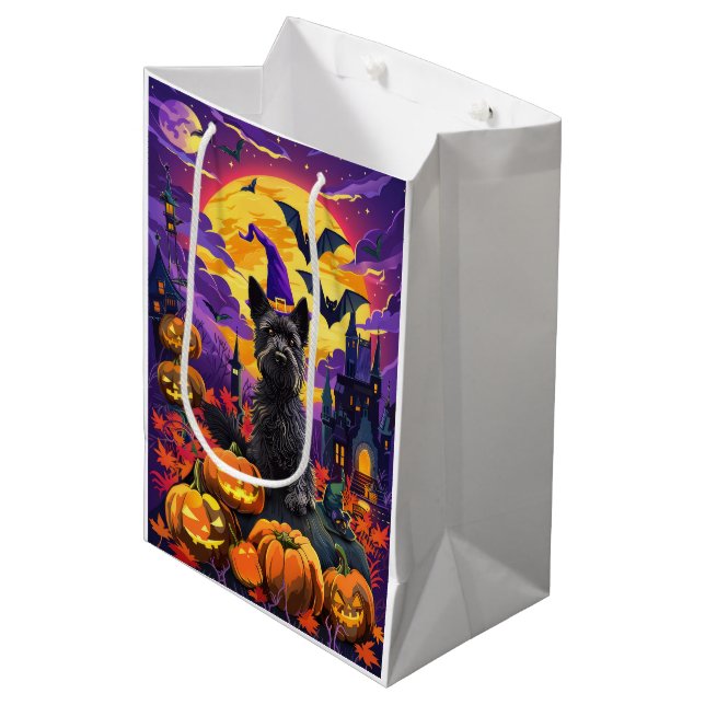 Bolsa De Regalo Mediana Espeluznante calabaza de bruja de Halloween (Angulo Anverso)