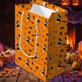 Bolsa De Regalo Mediana Espeluznante saludo de Halloween de Brujas Volador
