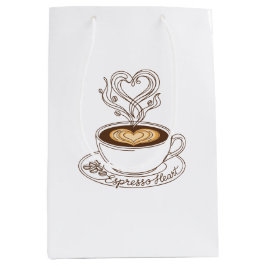 Bolsa De Regalo Mediana Espresso Corazón Elegante – Arte Latte de Amante d