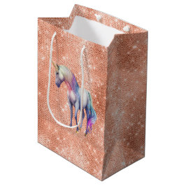 Bolsa De Regalo Mediana Espuma de unicornio de oro Rosa