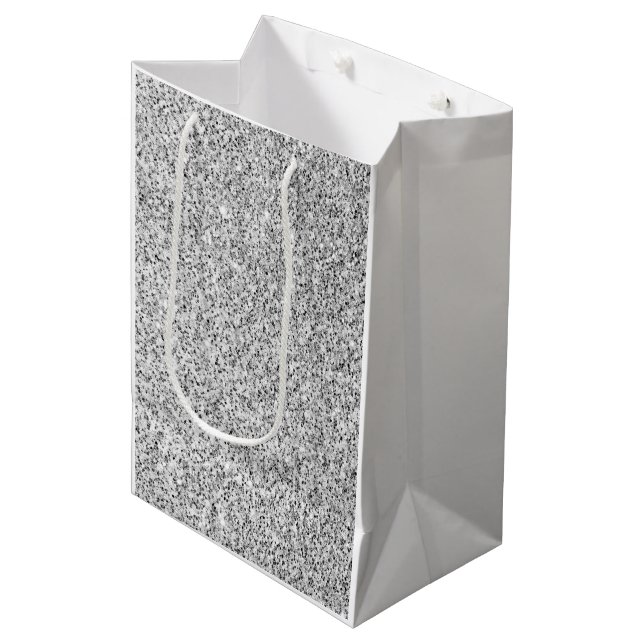 Bolsa De Regalo Mediana Espumosos purpurinas de luz gris plateado (Angulo Anverso)