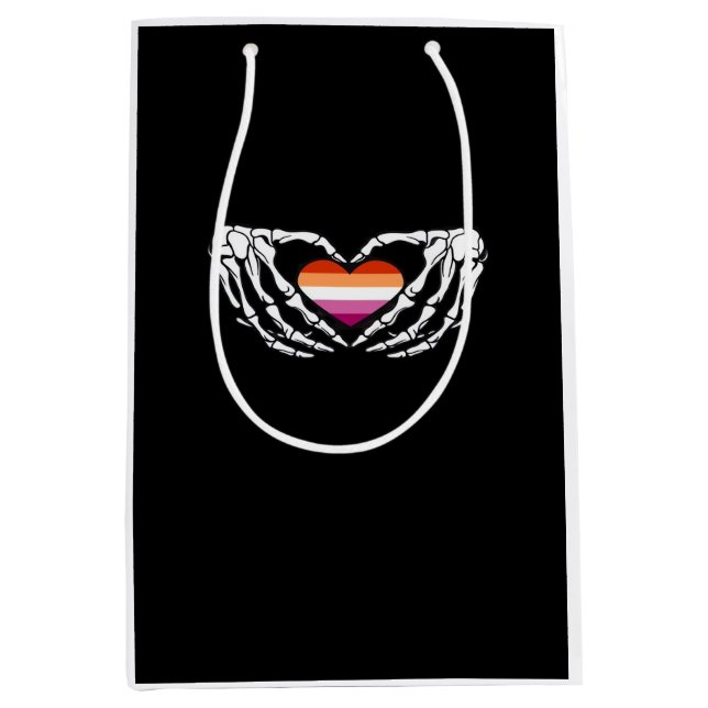 Bolsa De Regalo Mediana Esqueleto del Orgullo Lesbiano Halloween Gótico Wl (Anverso)