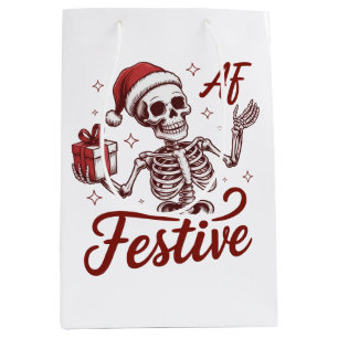 Bolsa De Regalo Mediana Esqueleto Festivo Snarky Navidad Sarcástico