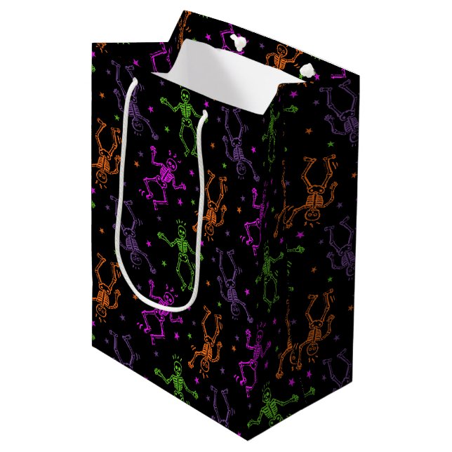 Bolsa De Regalo Mediana Esqueletos de baile de Halloween (Angulo Anverso)
