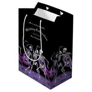 Bolsa De Regalo Mediana Esqueletos góticos morados bailando a favor de la 