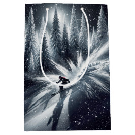 Bolsa De Regalo Mediana Esquiador cuesta abajo en la luna de los navidades