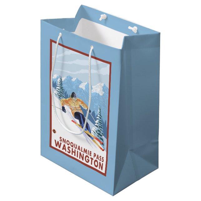 Bolsa De Regalo Mediana Esquiador de la nieve de Downhhill - paso de (Angulo Anverso)