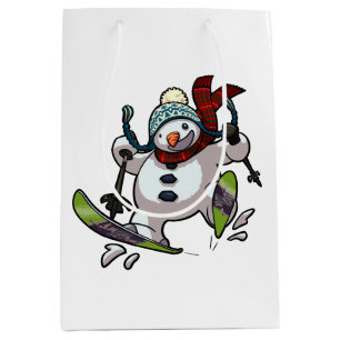 Bolsa De Regalo Mediana Esquiando A Hombre De Nieve En El Personalizado Go