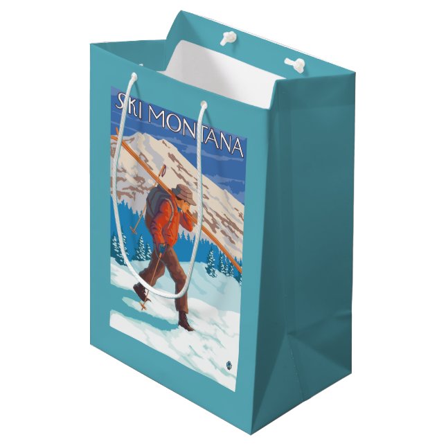 Bolsa De Regalo Mediana Esquís de la nieve del esquiador que llevan - (Angulo Anverso)