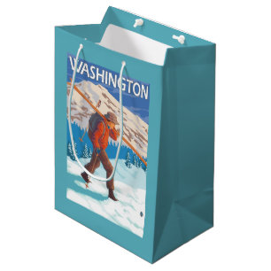 Bolsa De Regalo Mediana Esquís de la nieve del esquiador que llevan -