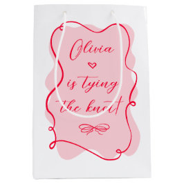 Bolsa De Regalo Mediana Está atando el nudo retro rosa y la novia roja