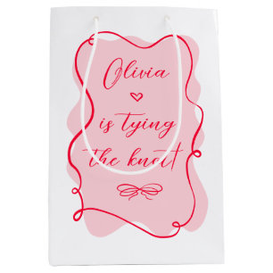 Bolsa De Regalo Mediana Está atando el nudo retro rosa y la novia roja