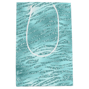 Bolsa De Regalo Mediana Estampado cebra menta Glitzy