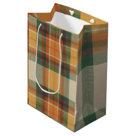 Bolsa De Regalo Mediana Estampado de Tartán de Cuadros de Cosecha de Otoño