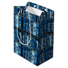 Bolsa De Regalo Mediana Estantes de libros azules libros antiguos