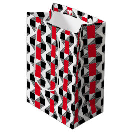Bolsa De Regalo Mediana estético rojo y negro clásico geométrico