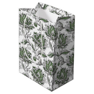 Bolsa De Regalo Mediana Estilo de arte de garabato abstracto floral en ton