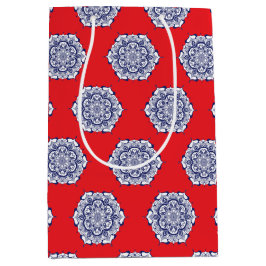 Bolsa De Regalo Mediana Estilo de China azul con criaturas