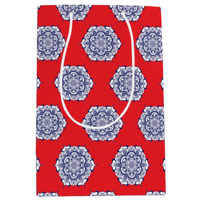 Bolsa De Regalo Mediana Estilo de China azul con criaturas (Anverso)