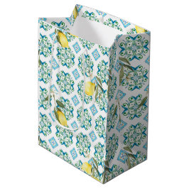 Bolsa De Regalo Mediana Estilo italiano,azulejos,majolica,limón ,Impresión