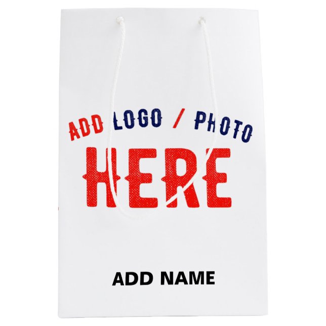 BOLSA DE REGALO MEDIANA ESTILO MODERNO PERSONALIZABLE BLANCO VERIFICADO DE (Anverso)
