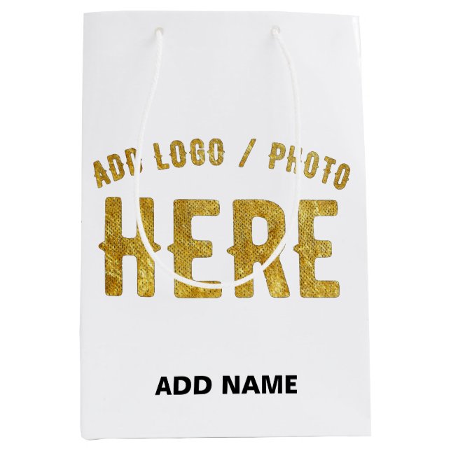 BOLSA DE REGALO MEDIANA ESTILO MODERNO PERSONALIZABLE BLANCO VERIFICADO DE (Anverso)