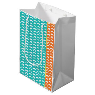 Bolsa De Regalo Mediana Estilos de bigote Patrón Naranja amarillo azul Div