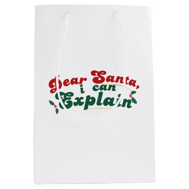 Bolsa De Regalo Mediana Estimado Papá Noel, puedo explicarlo - Festividad (Anverso)