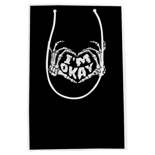 Bolsa De Regalo Mediana Estoy bien, divertida Halloween Costume Skeleton M (Anverso)