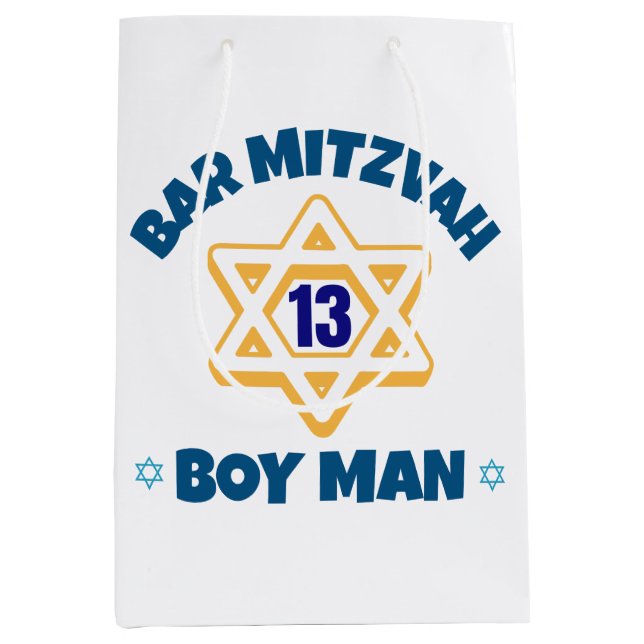 Bolsa De Regalo Mediana Estrella de David Bar Mitzvah (Anverso)