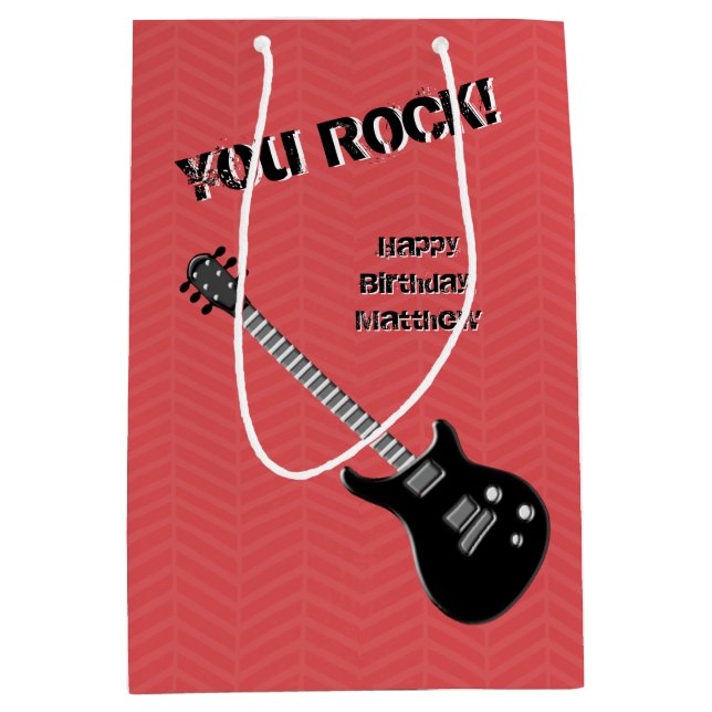 Bolsa De Regalo Mediana Estrella de rock de guitarra (Anverso)