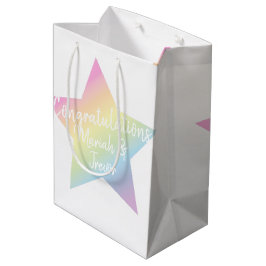 Bolsa De Regalo Mediana Estrella del arcoiris Pastel Baby Shower