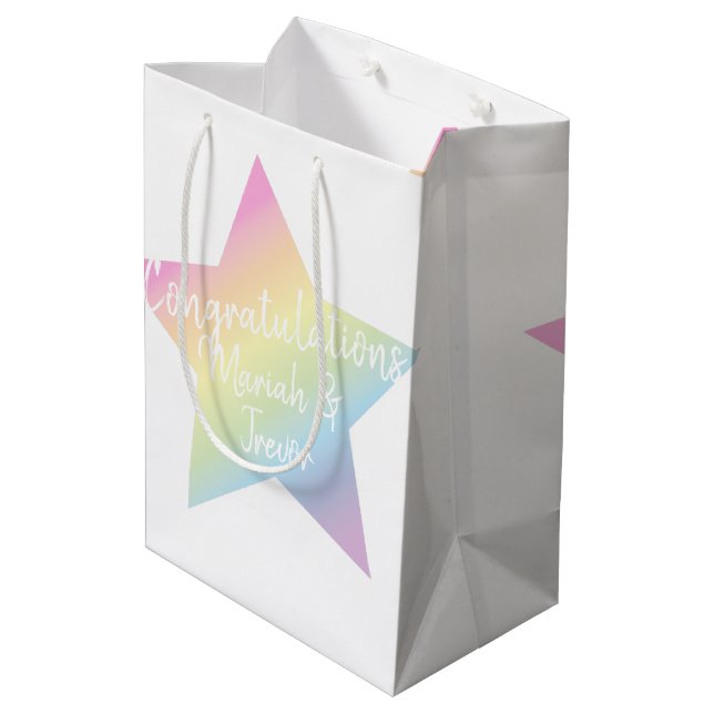Bolsa De Regalo Mediana Estrella del arcoiris Pastel Baby Shower (Angulo reverso)