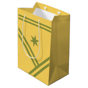 Bolsa De Regalo Mediana Estrella moderna gráfica de rayas diagonales verde