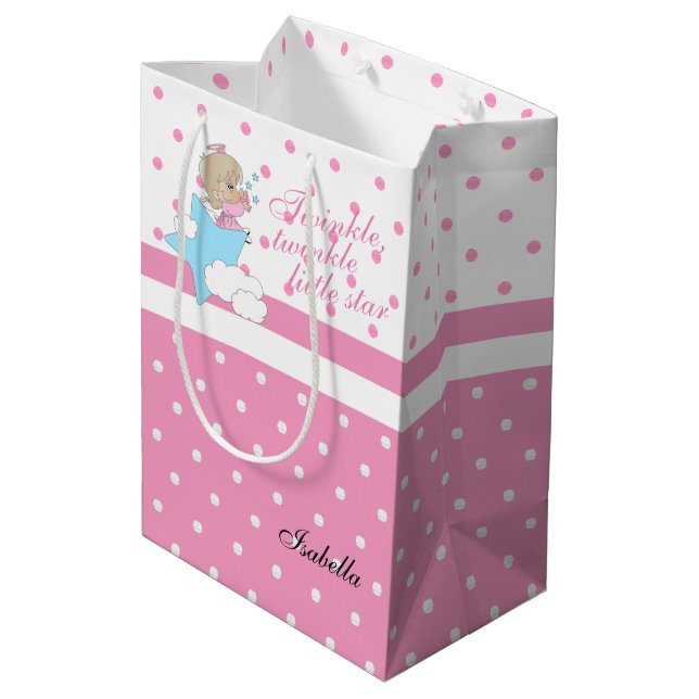 Bolsa De Regalo Mediana Estrella Twinkle, Pequeña Estrella Twinkle - Rosa (Angulo reverso)