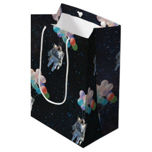 Bolsa De Regalo Mediana Estrellas astronautas y globos de colores espacial
