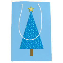 Bolsa De Regalo Mediana Estrellas azules, árbol navideño moderno