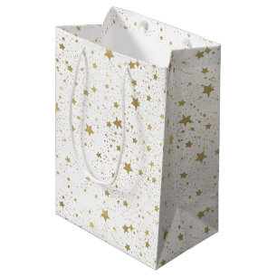 Bolsa De Regalo Mediana Estrellas chispeantes del oro