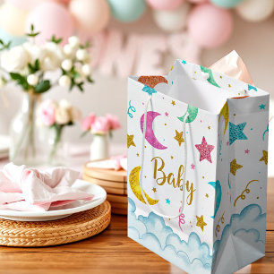 Bolsa De Regalo Mediana Estrellas de bebé lunas nubes y confeti