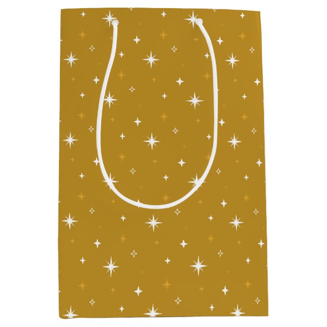 Bolsa De Regalo Mediana Estrellas de guiños al oro moderno (Anverso)
