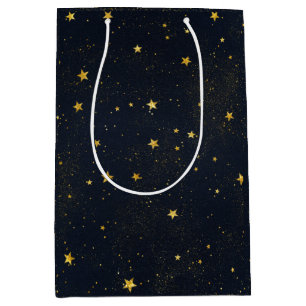Bolsa De Regalo Mediana Estrellas De Oro En El Cielo Nocturno