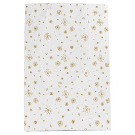 Bolsa De Regalo Mediana Estrellas dibujadas a mano y copos de nieve