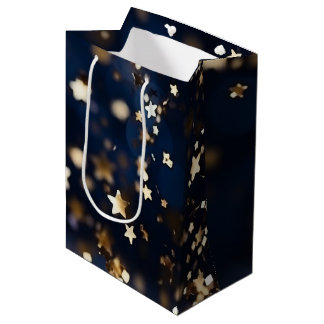 Bolsa De Regalo Mediana Estrellas Doradas Brillan