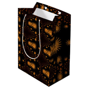 Bolsa De Regalo Mediana estrellas doradas fractales, fondo negro