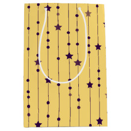 Bolsa De Regalo Mediana Estrellas Moradas Amarillo Arte Pop Vacaciones