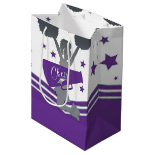 Bolsa De Regalo Mediana Estrellas Moradas y Blancas Partido de Porristas